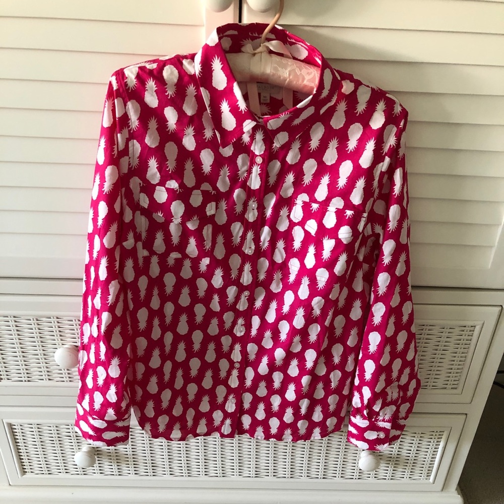 Talbots Pink Pineapple Shirt 🍍🍍Size Mp